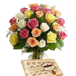 25 colorful roses with chokolates | Flower Delivery Nizhnekamsk