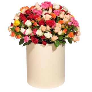 Mixed roses in a hatbox | Flower Delivery Nizhnekamsk