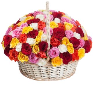 51 colorful roses in the basket | Flower Delivery Nizhnekamsk